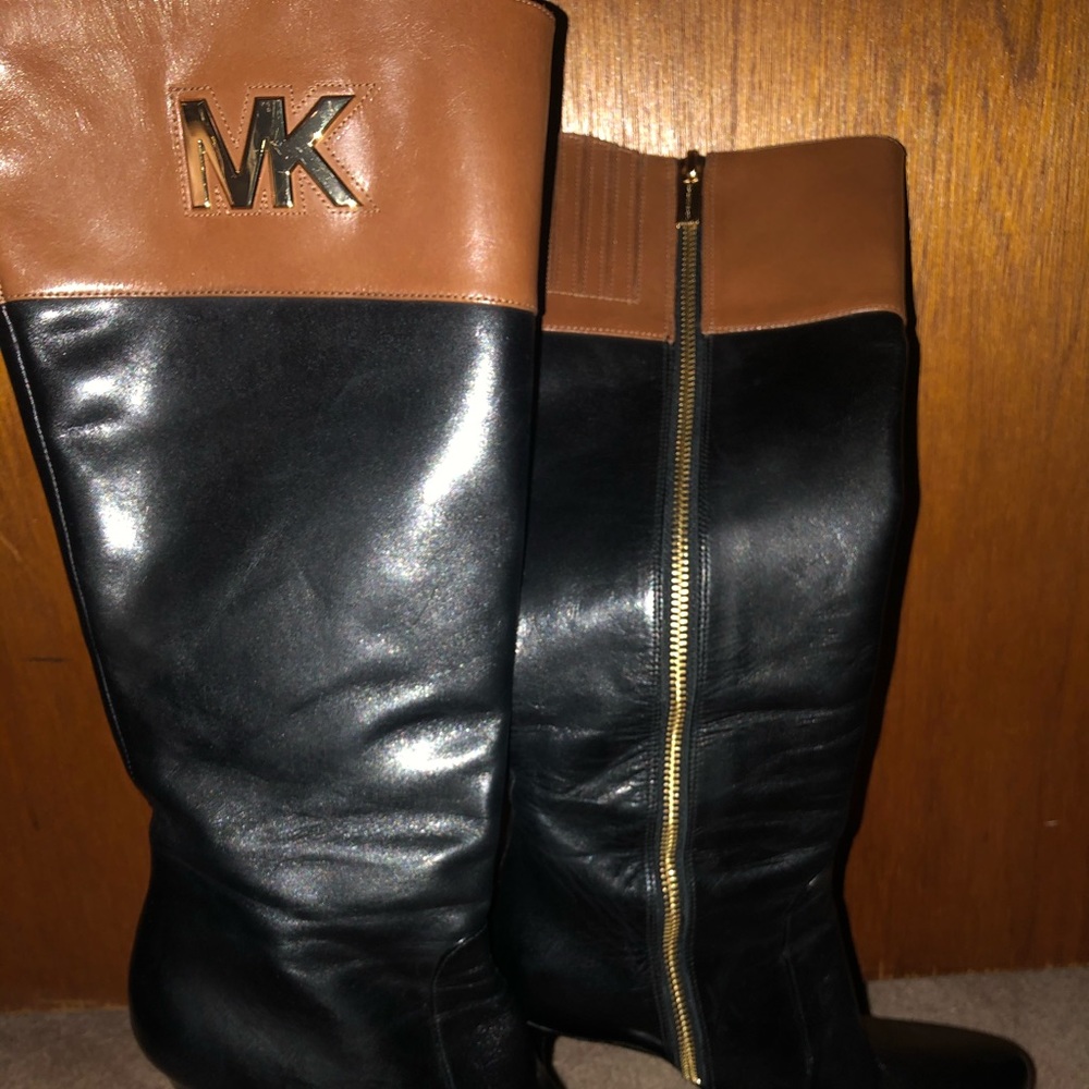 Michael Kors Black brown leather knee high boots